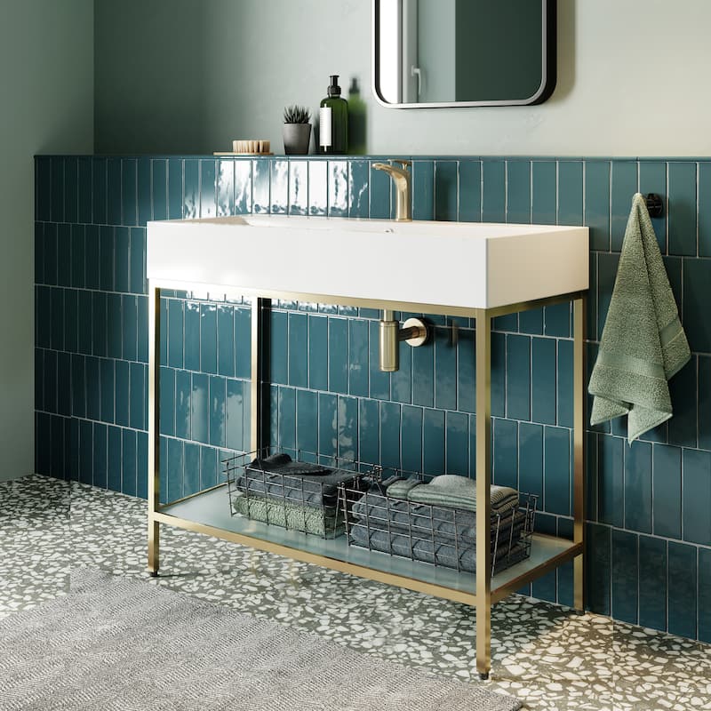 Pierre 40 Single, Freestanding, Open Shelf, Metal Frame Bathroom Vanity