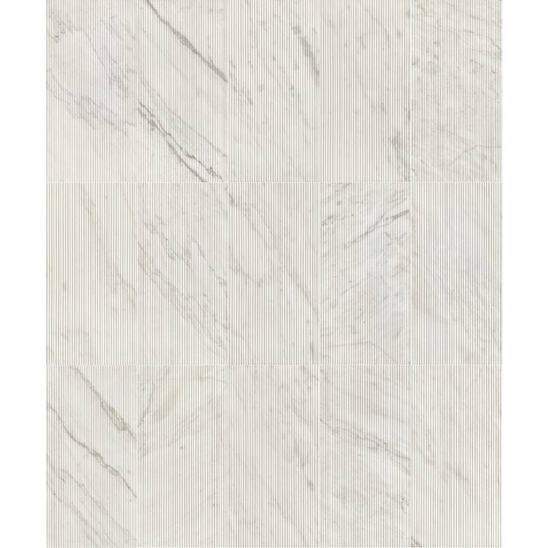 Roomfitters Natural Marble Wall Tile, OL Textured 3D Fluted Stone, Genuine Marble, 4-Piece Box, White