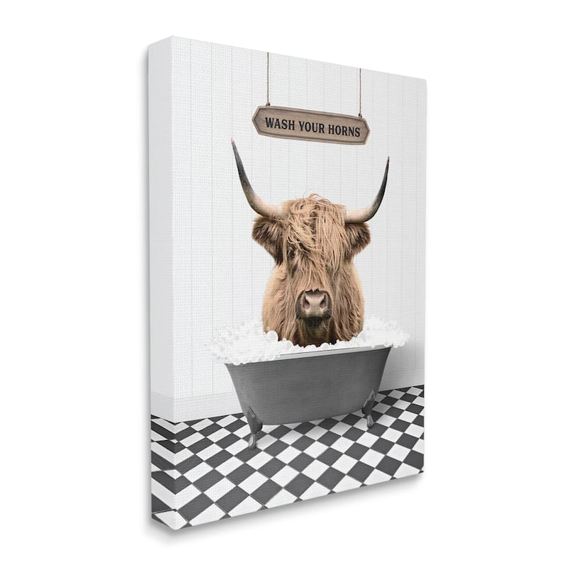 Stupell Wash Your Horns Phrase Canvas Wall Art Design by Lettered and Lined