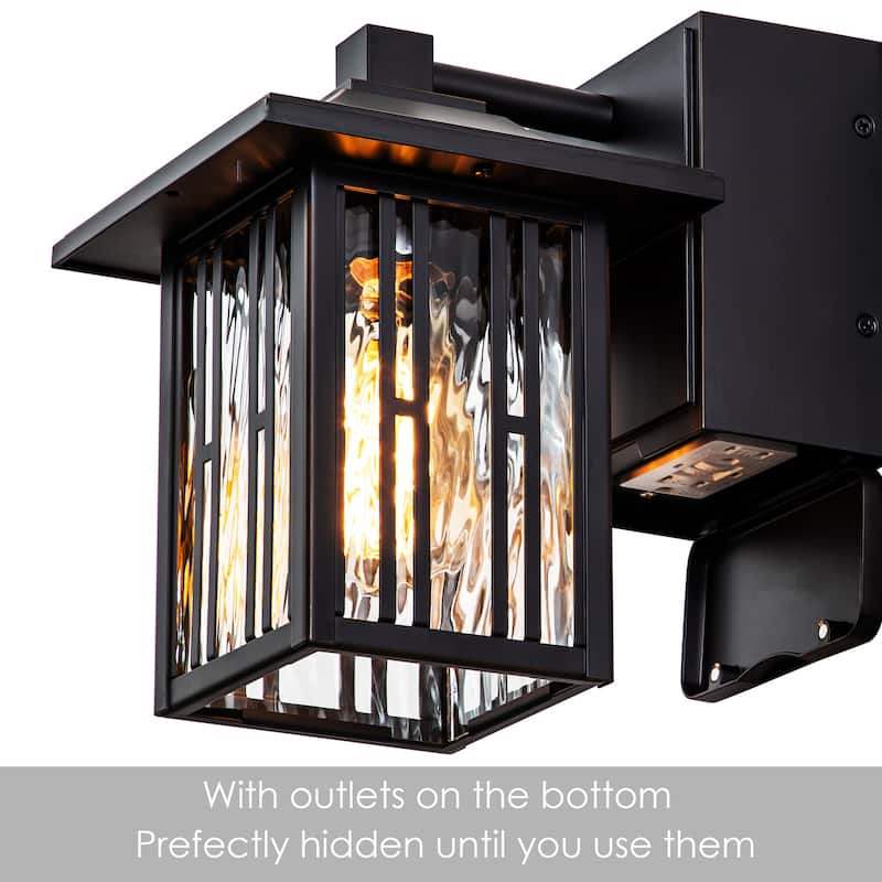 Bronze outdoor wall light with GFCI outlet