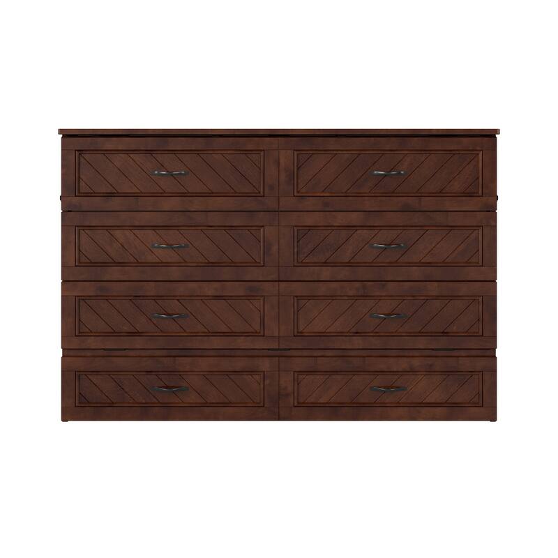 Alpine Murphy Bed Chest with Mattress, Storage Drawer, & Built-in Charger