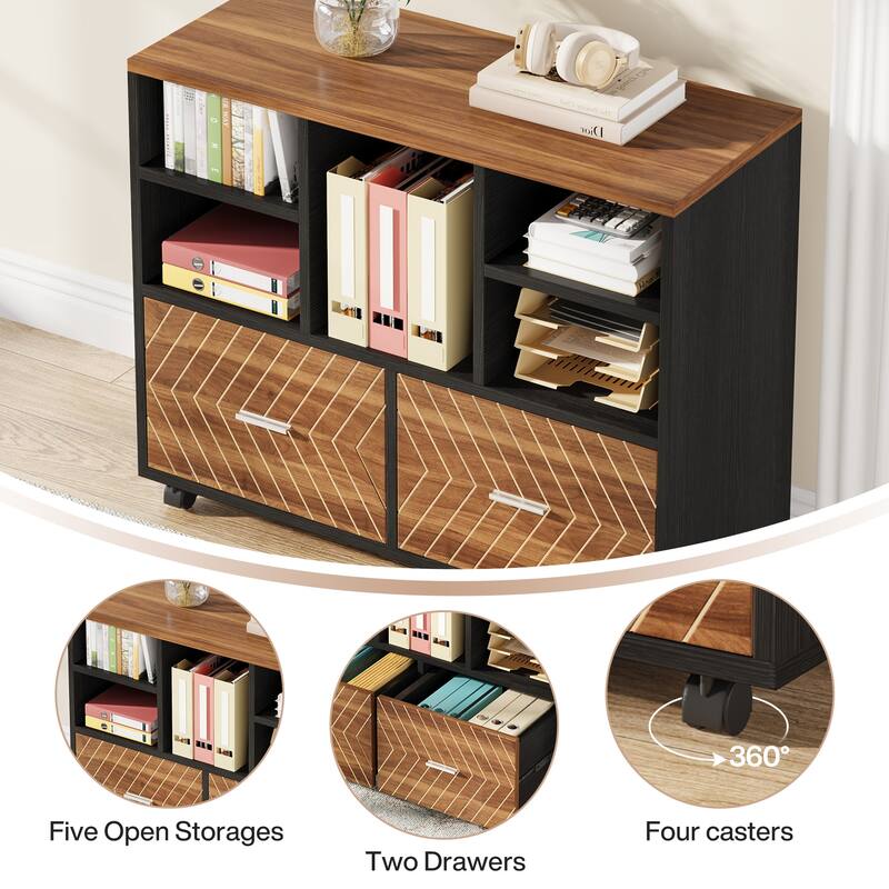 63" L-Shaped Executive Desk with Reversible File Cabinet Office Desk with Storage Drawers