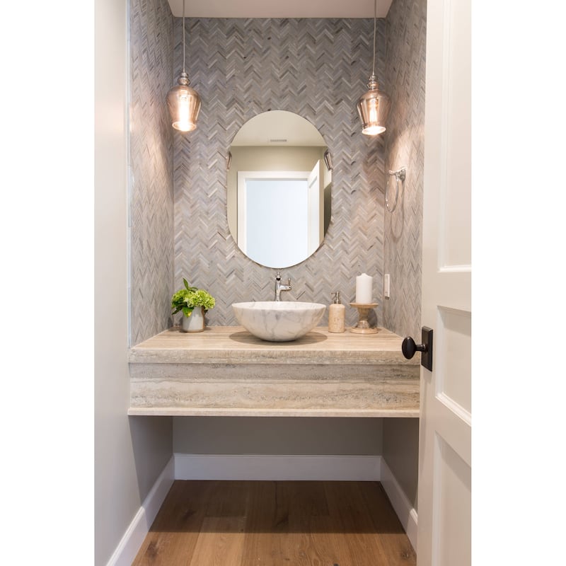 Khristy Mini 22 in. W x 28 in. H Pill Polished Frameless Bathroom Vanity Mirror - 22" x 28"