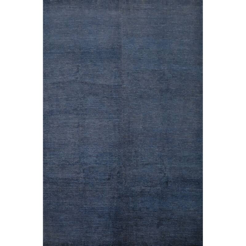 Hand Knotted Oriental 100% Wool Carpet Modern Solid Navy Blue & Blues Gabbeh Area Rug - 10' 0'' X 7' 11''