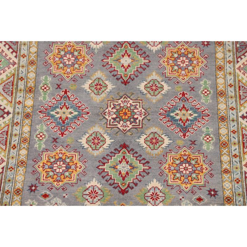 Traditional Grey Kazak Area Rug Handmade Wool Carpet - 5'1" x 6'11"