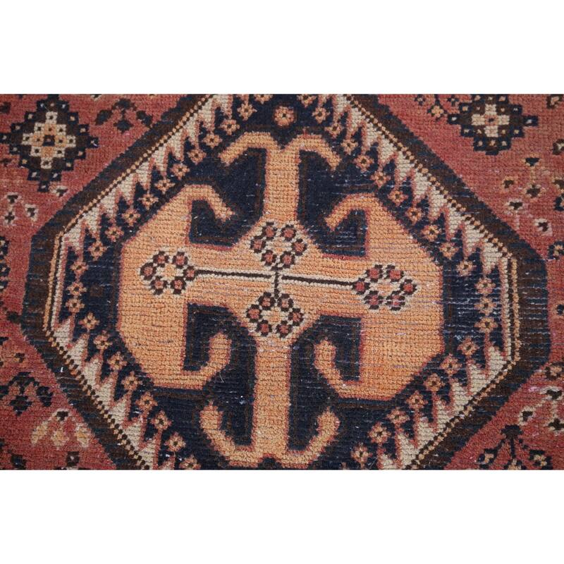 Distressed Bakhtiari Vintage Persian Runner Rug Handmade Wool Carpet - 3'7" x 9'9"