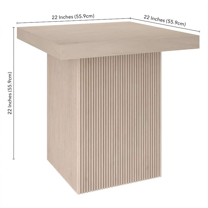 Torren 22" Wide Square Fluted Side Table - 22" Wide