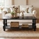 preview thumbnail 10 of 14, Farmhouse Coffee Table with Storage Shelf, French Country Living Room Table