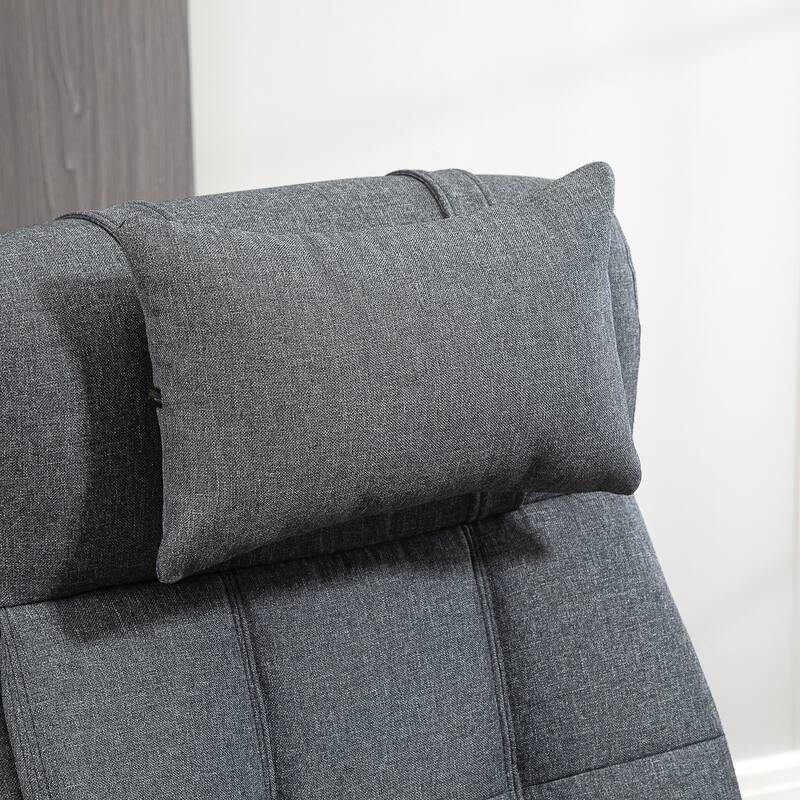 Swivel Task Chair Office Chair with Adjustable Height Retractable Footrest Headrest and Padded Armrest - DARK GREY
