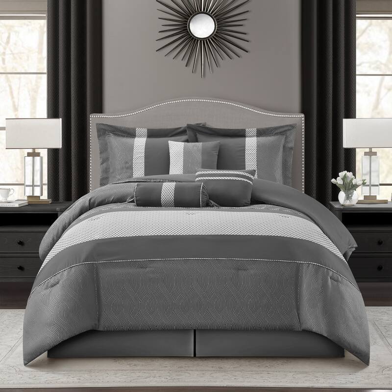 Nanshing Ester Red and Black 7-Piece Comforter Set