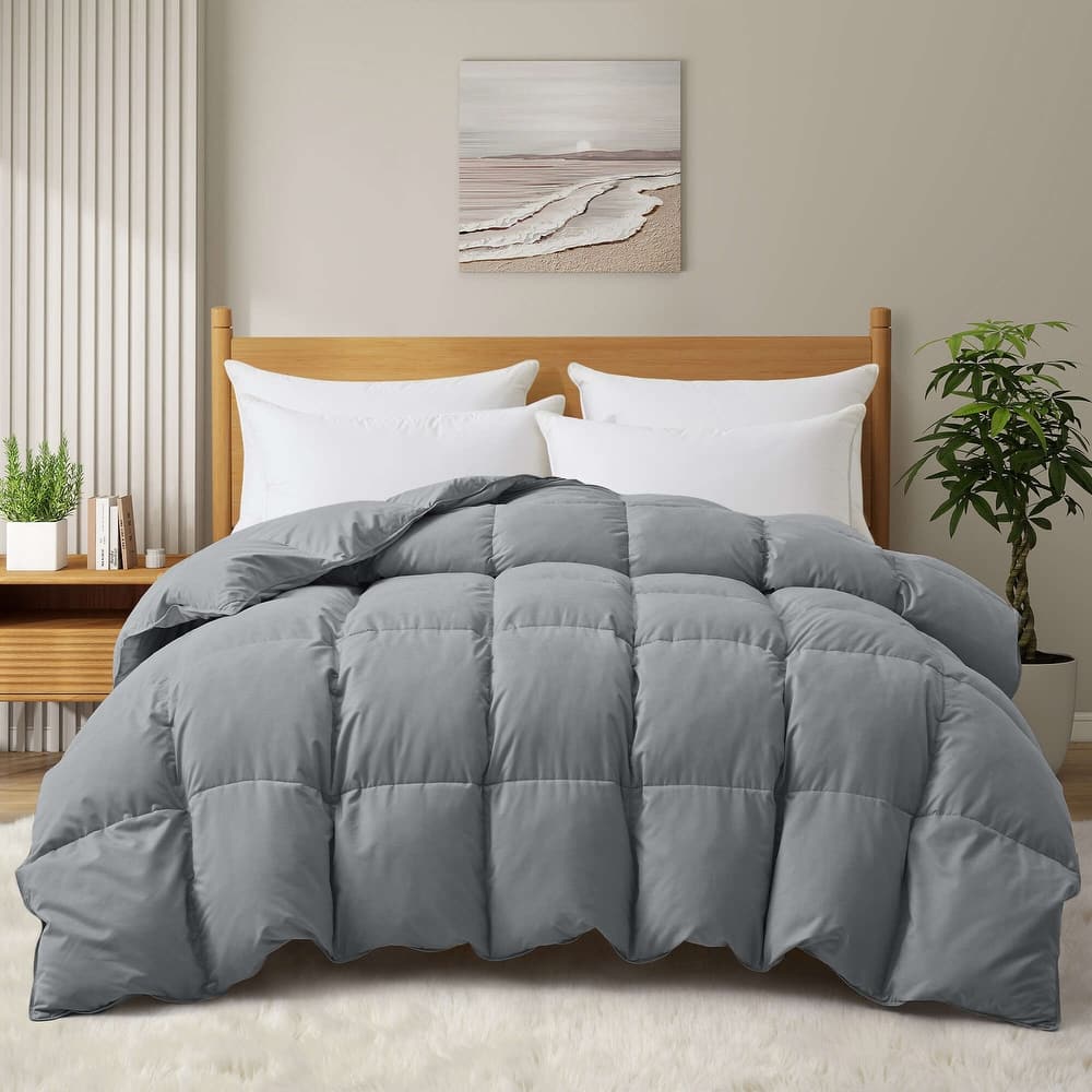 Medium Warmth All Season 600 Fill Power White Goose Feather Down Comforter Duvet Insert