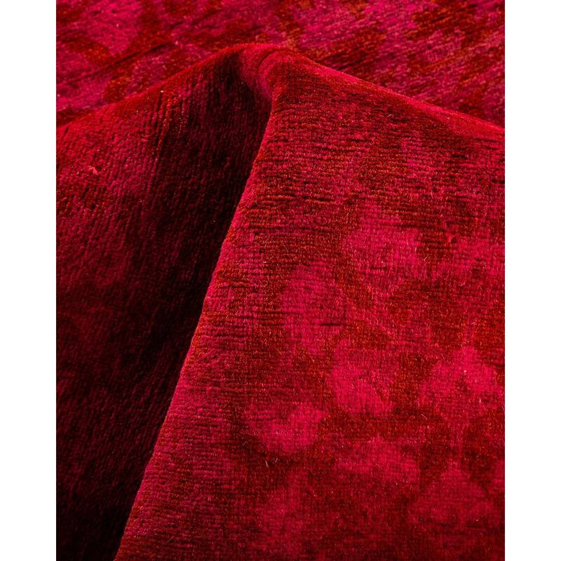 Overton Hand Knotted Wool Vintage Inspired Modern Contemporary Overdyed Pink Runner Rug - 3' 2" x 22' 7"