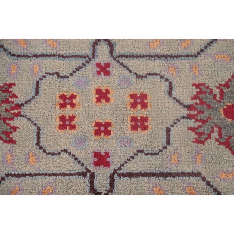 Grey Transitional Oushak Foyer Rug Hand-Knotted Oriental Wool Carpet - 4'0" x 5'10"