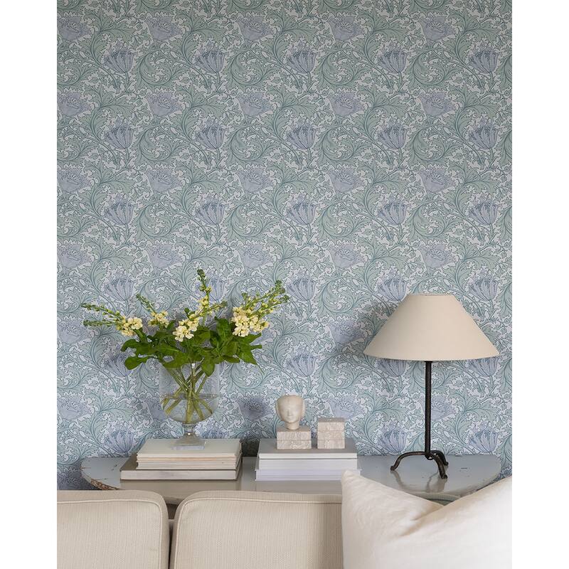 A-Street Prints Anemone Blue Floral Trail Wallpaper