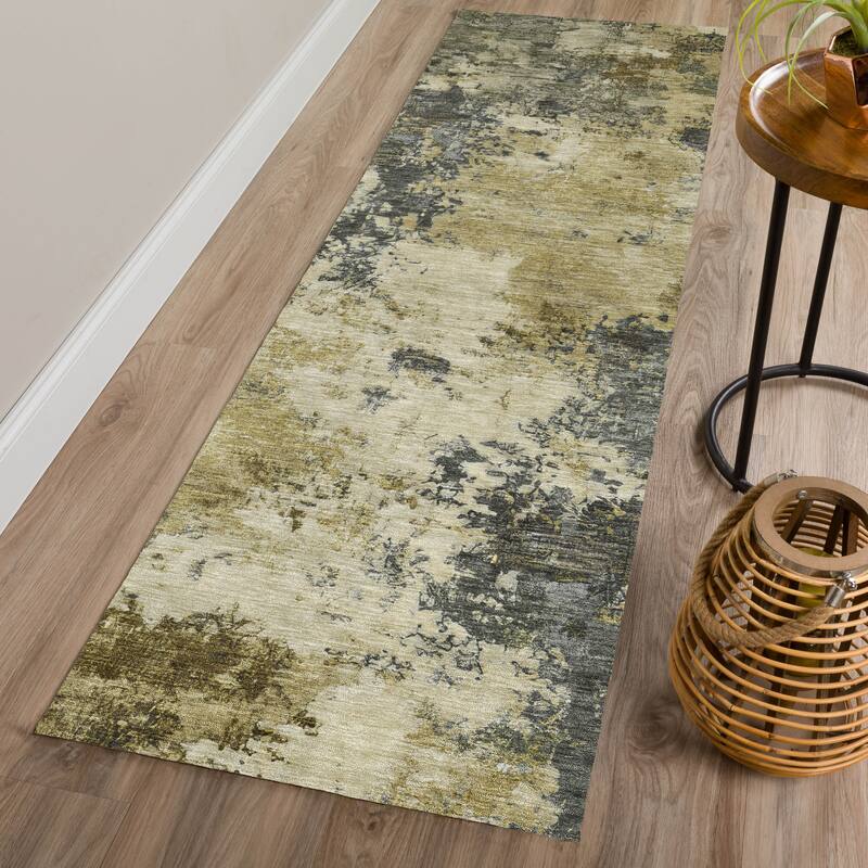 Machine Washable Indoor/ Outdoor Casual Contemporary Chantille Rug