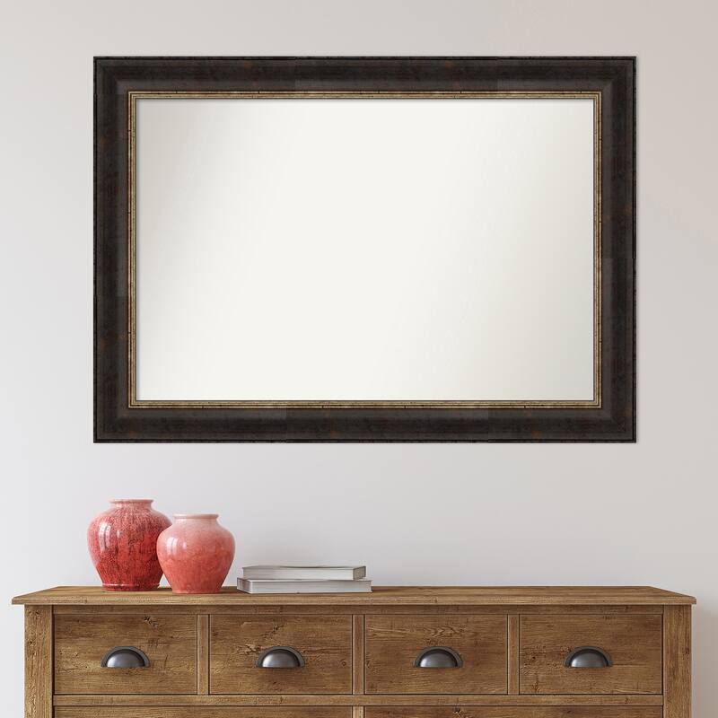 Non-Beveled Bathroom Wall Mirror - Varied Black Frame - Varied Black