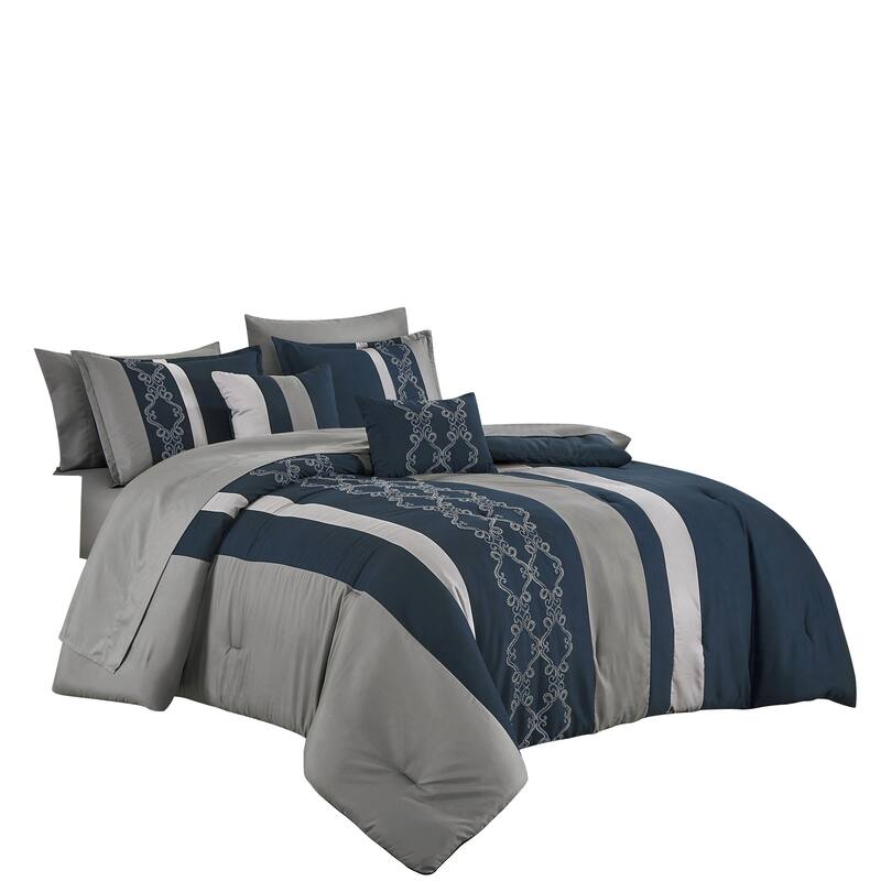 Shatex Qadesh 9PC Bedding Comforter Set All-season Reversible Bed in a Bag