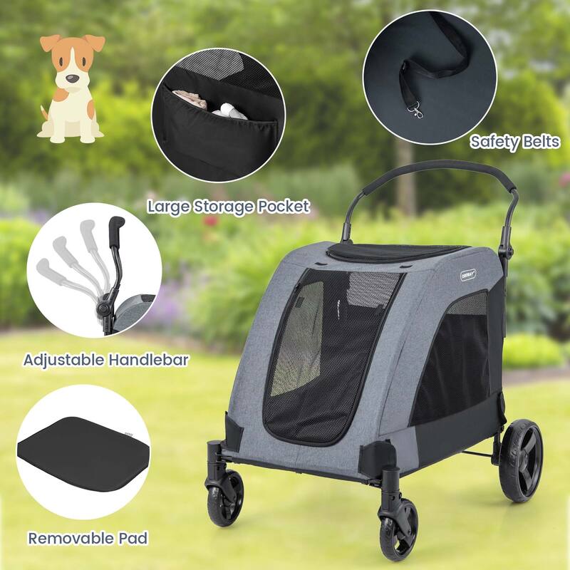Costway Extra Large Dog Stroller with Dual Entry Safety Belt - See Details