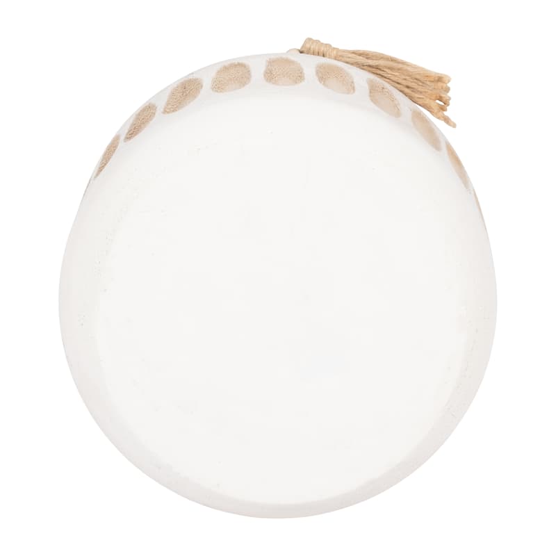 Sagebrook Home Wood, 8" Round Ridged Vase With Tassels, Round, 8"H, Ridged