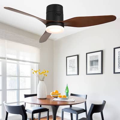 Bella Depot 46" Flush Mount Ceiling Fan with LED Light and Remote 6-Speed Reversible Fan