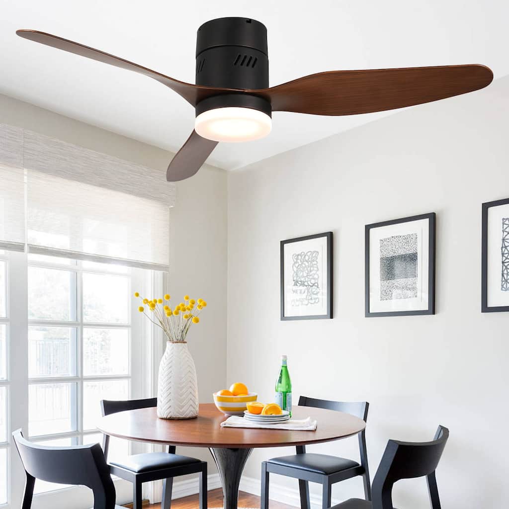 Bella Depot 46" Flush Mount Ceiling Fan with LED Light and Remote 6-Speed Reversible Fan