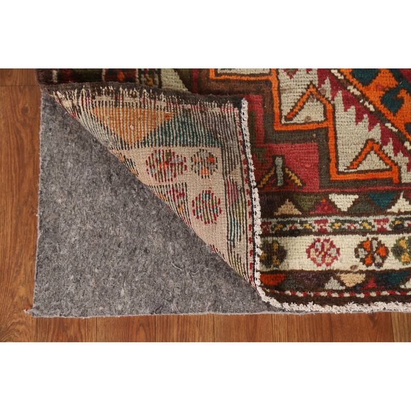 Hamedan Persian Vintage Runner Rug Handmade Wool Carpet - 3'10"x 11'9"