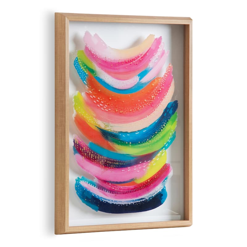 Kate and Laurel Blake Bright Abstract Framed Glass Art by Ettavee - 18x24 - Plastic - Natural