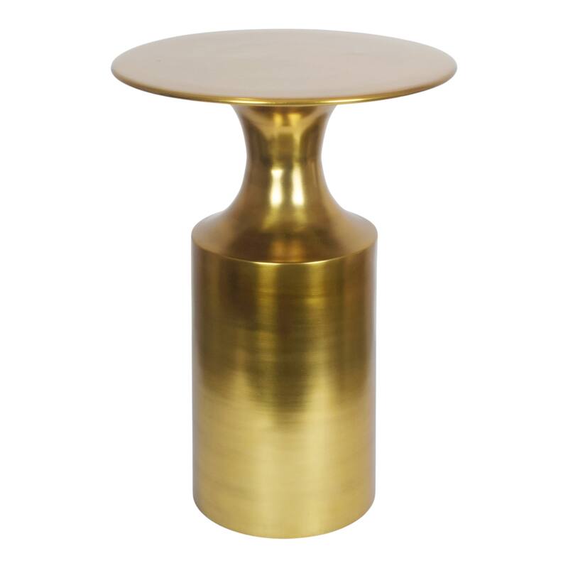 NADAAL STUDIOS Dorian Accent Table, Round Aluminum with Polished Semi-Gloss Finish, Silver - Gold