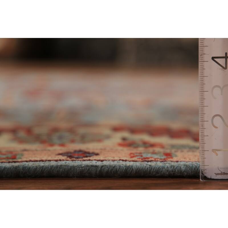 Light Blue Geometric Kazak Indian Area Rug Hand-Knotted Wool Carpet - 8'0"x 10'1"