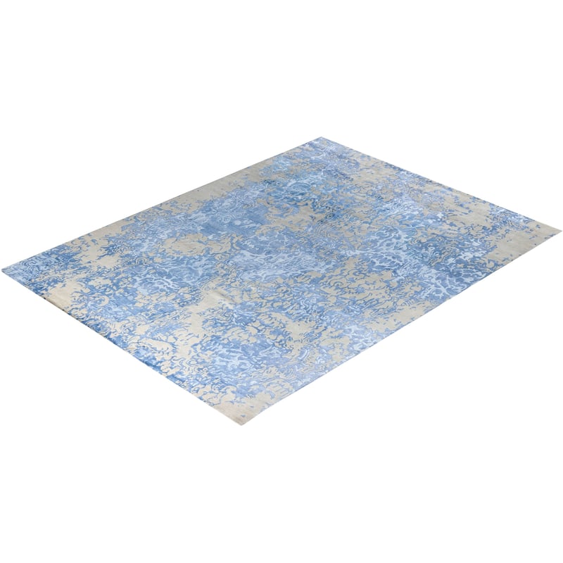 Modern One-of-a-Kind Hand-Knotted Area Rug, Blue - 9' 2" x 12' 1"