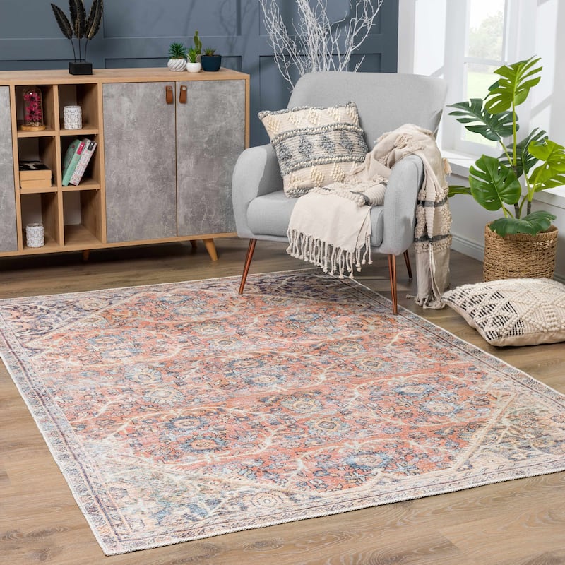 Hauteloom Georgia Machine Washable Persian Oriental Traditional Area Rug