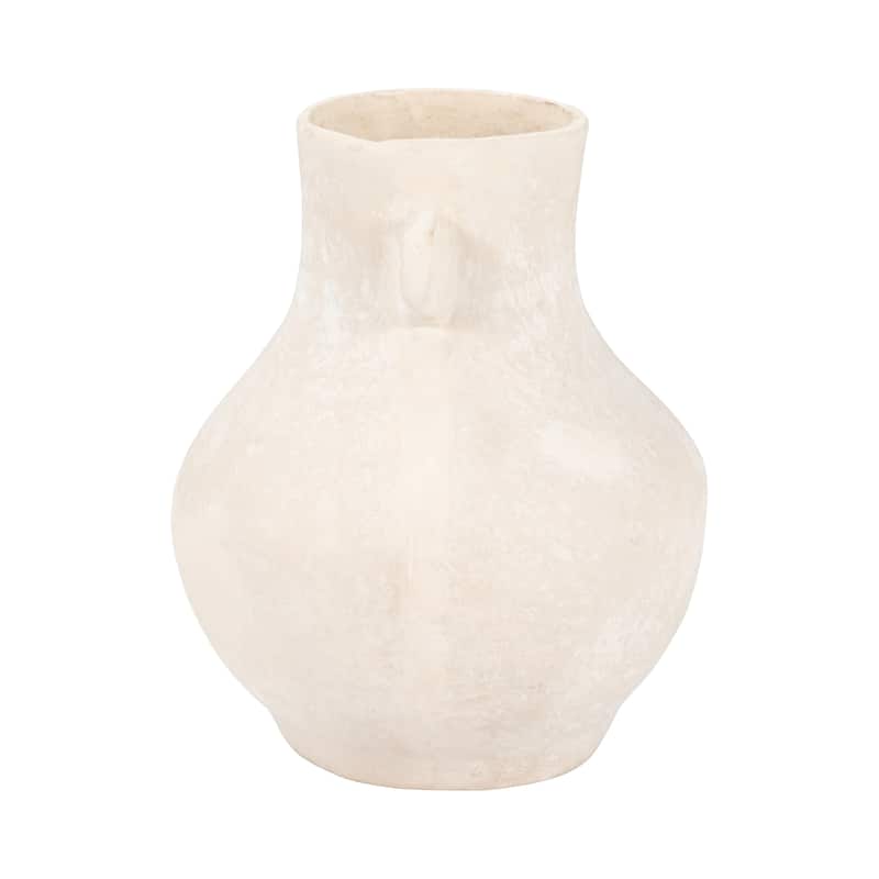 Sagebrook Home Ivory Paper Mache 10-inch Eared Vase, Perfect for Stylish Floral Arrangements