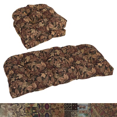 Rounded Back Tapestry Settee Cushion Set (Set of 3, Multiple Patterns)