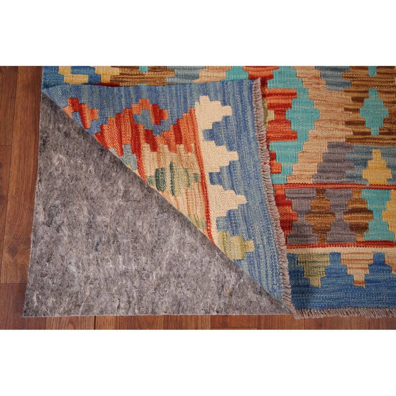 Geometric Kilim Reversible Runner Rug Flatweave Wool Carpet - 2'8"x 9'6"