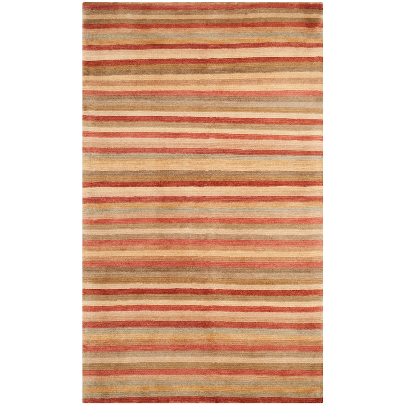 SAFAVIEH Couture Hand-knotted Tibetan Soledade Modern Wool Rug with - 3' x 5' - Rust/Beige
