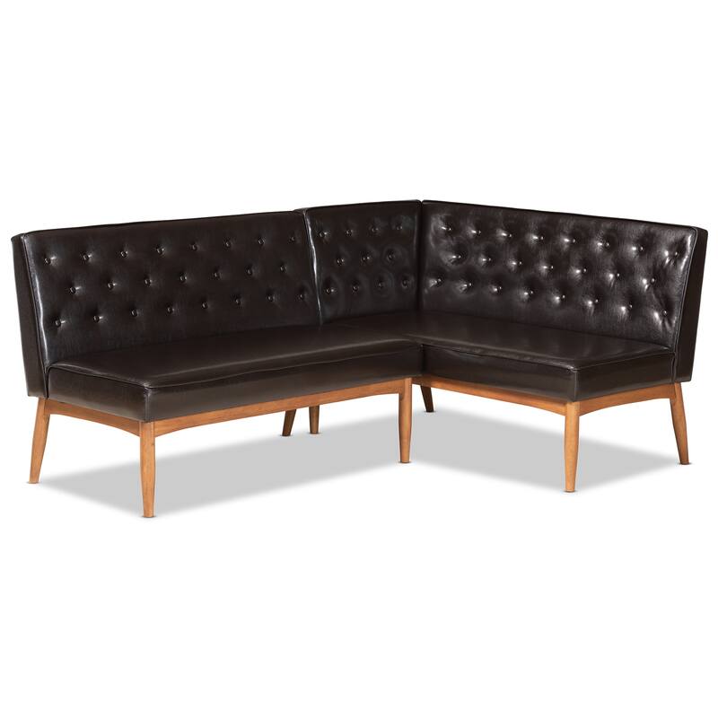 Riordan Mid-Century Modern 2-Piece Dining Nook Banquette Set - Black