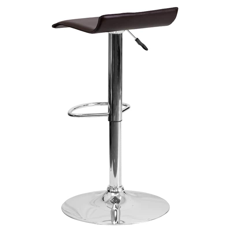 2 Pack Contemporary Vinyl Adjustable Height Barstool with Solid Wave Seat - 15"W x 15"D x 25.5" - 34"H