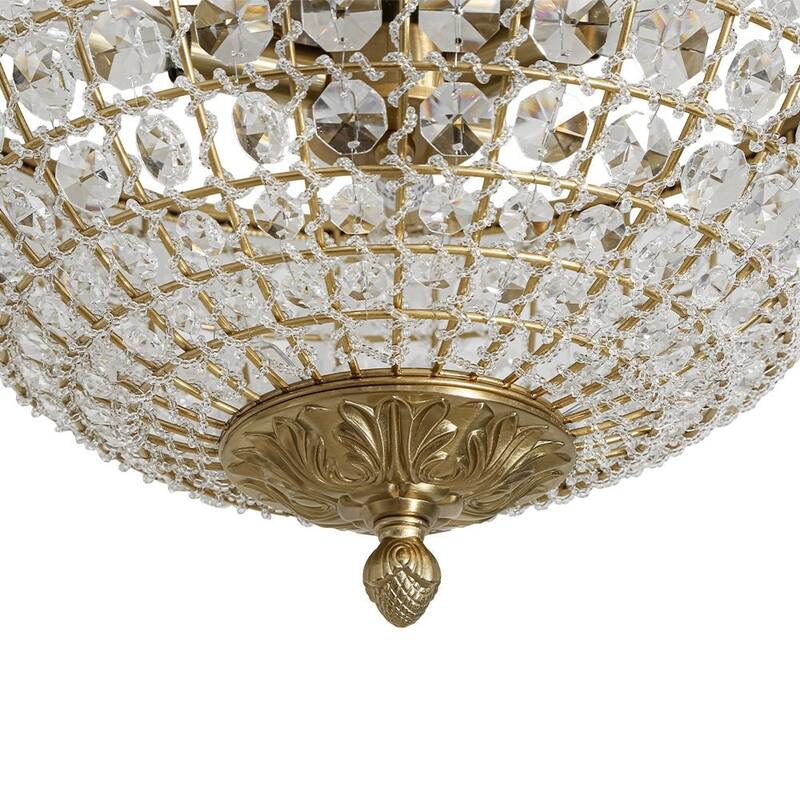 French Farmhouse Glam Crystal Round Flush Mount Ceiling Light