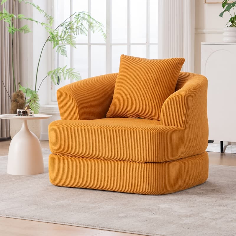 Corduroy Foldable Single Recliner Sofa