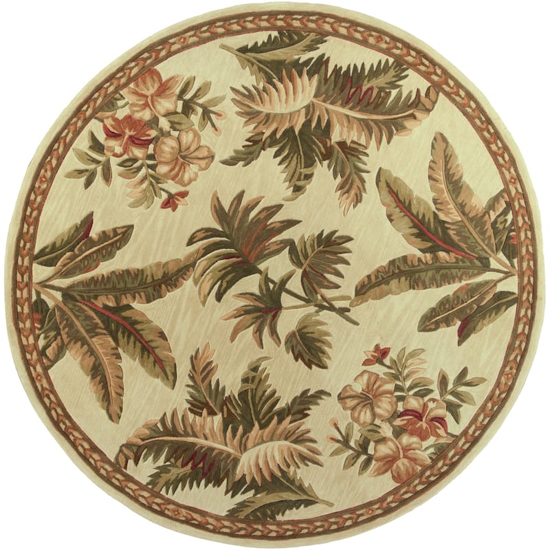 Domani Classics Mid-Century Tropics Hand-Tufted Wool Rug - 7'6" Round - Ivory