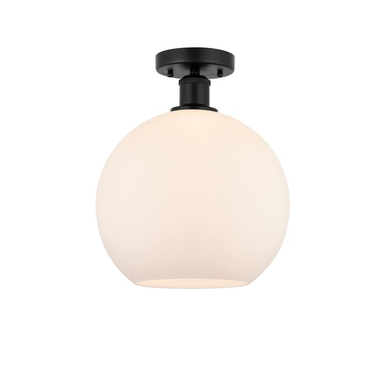 Innovations Lighting Edison Athens - 1 Light 10" Semi-Flush Mount - Matte White/Matte Black