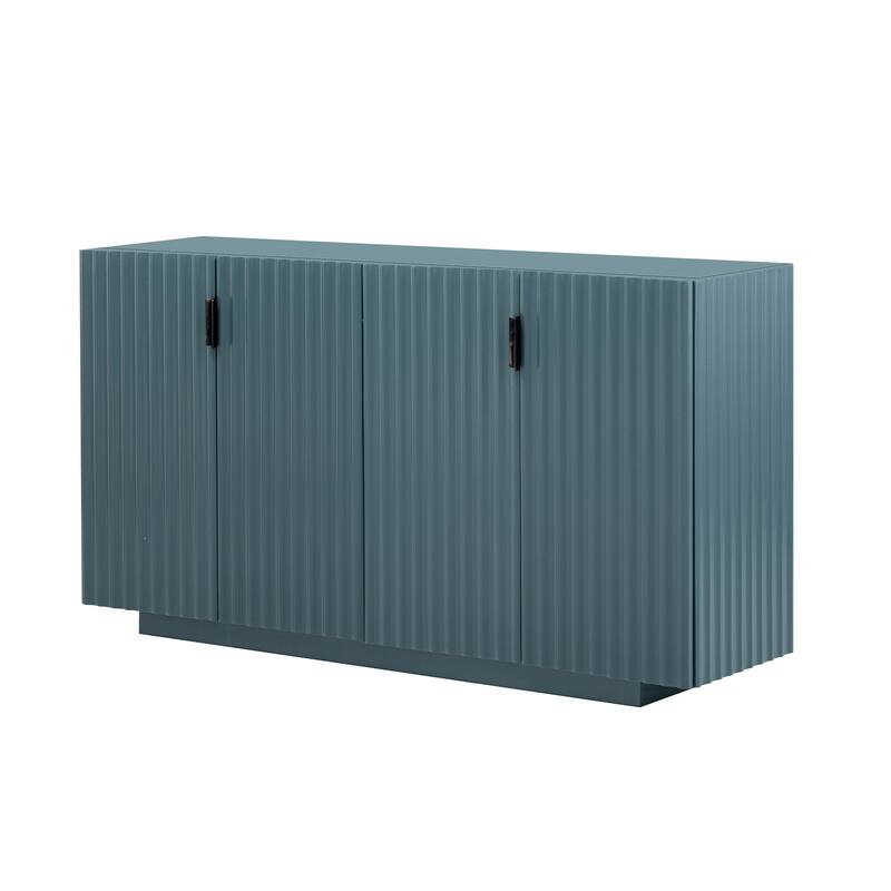 4 Wavy Doors Ample Storage Space Sideboard with Adjustable Shelves and Retro Copper Handles for Dining Room and Living Room