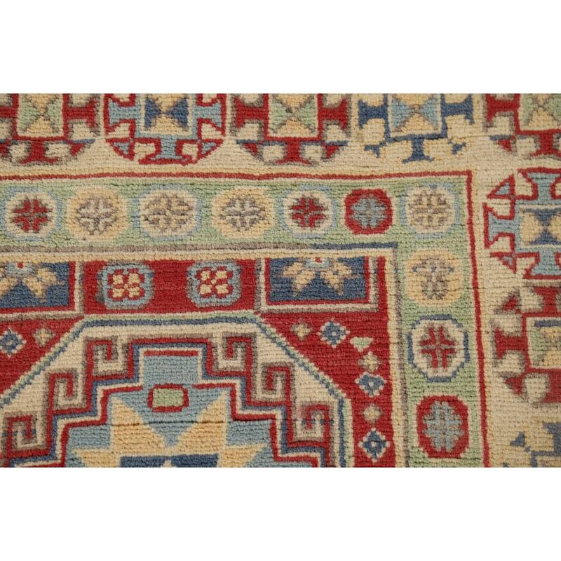 Red Kazak Runner Rug Hand-Knotted Oriental Wool Carpet - 2'7" x 9'8"