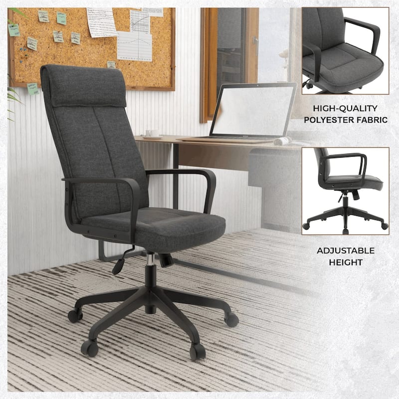 High-Back Leather/Polyester Office Chair Adjustable Height Swivel & Tilt Aiaria Series - N/A