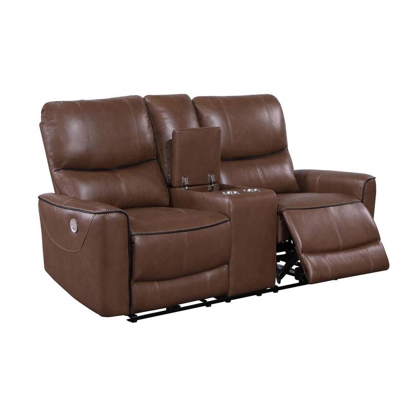 Denson Upholstered Power Reclining Loveseat with Console
