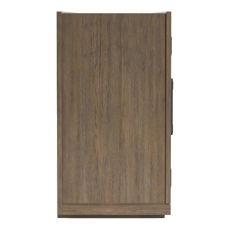 Furniture of America Lenn Modern Farmhouse Oak Wood 4-Door Server with Glass Doors