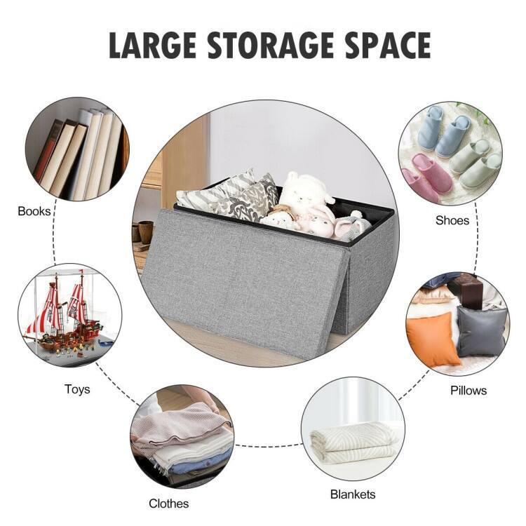 30" Folding Storage Ottoman with Lift Top