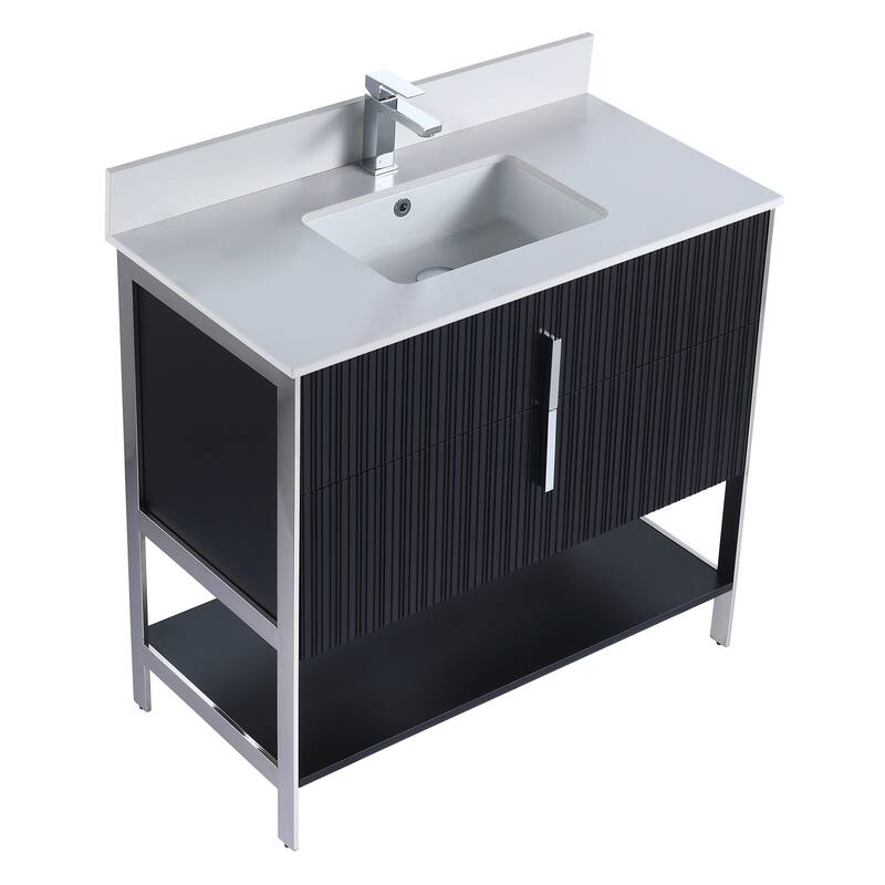 Fine Fixtures Serenity Modern Bathroom Vanity with White Stone Top