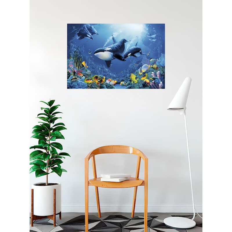 Delight of Life Ocean Orcas Art Poster - 24 x 36 Inch