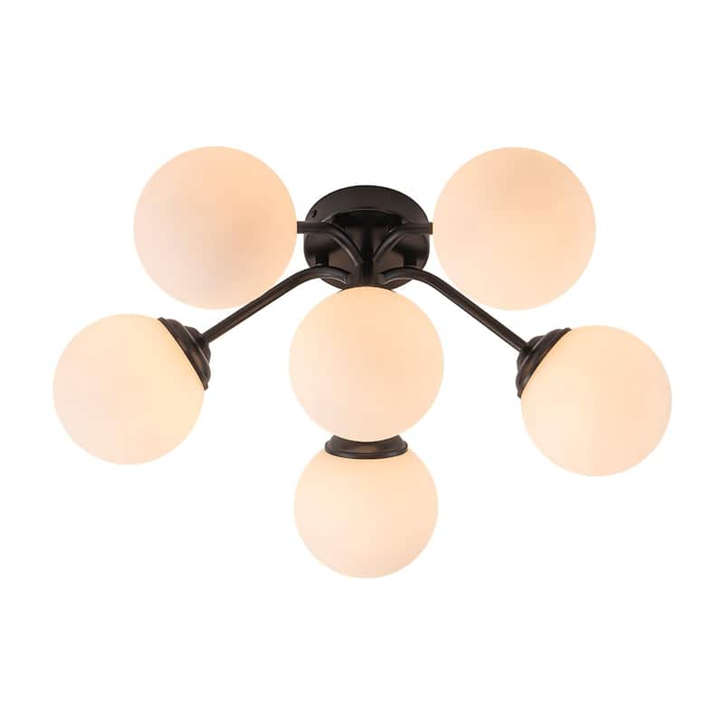 Milky Glass Globe Brass Sputnik Bubble Ceiling Light - 30in Chandelier